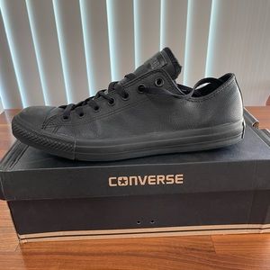 Chuck Taylor All Star Leather. Color: Black. Size: Mens 11 / Womens 13